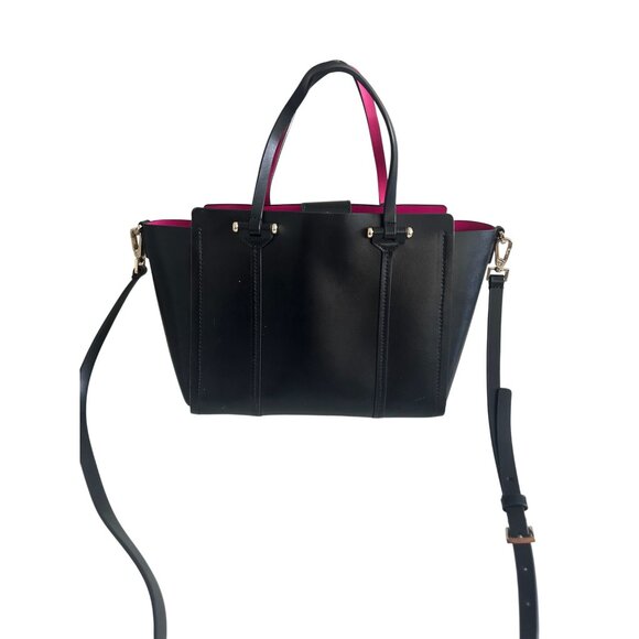 KATE SPADE Black Leather Satchel Crossbody Bag w/ Detachable Strap - Picture 2 of 12